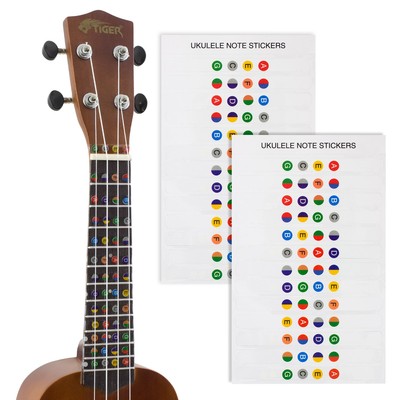 Tiger Ukulele Note Sticker - Colour Coded Fretboard Stickers - 2 Pack