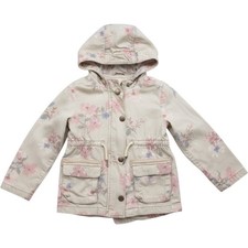 OshKosh Bgosh Girls 2T Floral Hooded Utility Jacket Khaki Pink Twill Coat