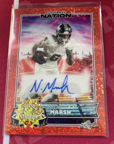 Nick Marsh 1/1 Auto 2025 Leaf Football Nation Orange Indiana Hoosiers