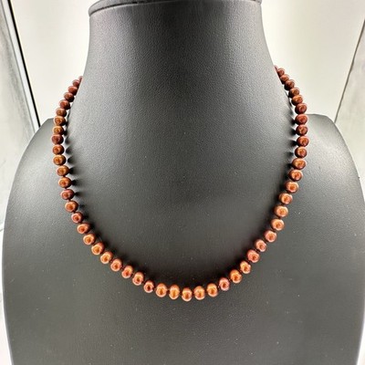 Freshwater Copper/ Bronze Pearls 6mm Necklace 18  Sterling Clasp