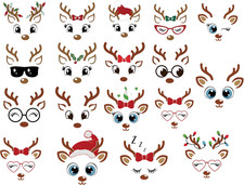18 PCS Christmas Reindeer Face Stickers for Ornaments, Vinyl Decals DIY Craft Ar