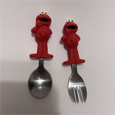 Sesame Street Elmo Kids Spoon  Fork Cutlery Set, Red Handles, 12 Months