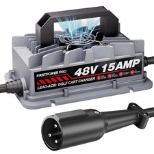 Club Car 48V 15A Golf Cart Battery Charger with 3-Pin Plug, Waterproof IP67