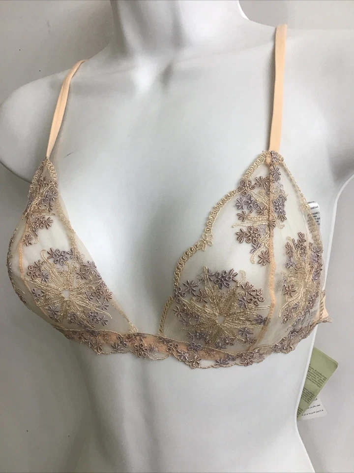 Conjunto de bragas sujetador la perla nude melocotón lila bordado floral nuevo con etiquetas talla 34B Foto 2 de 4