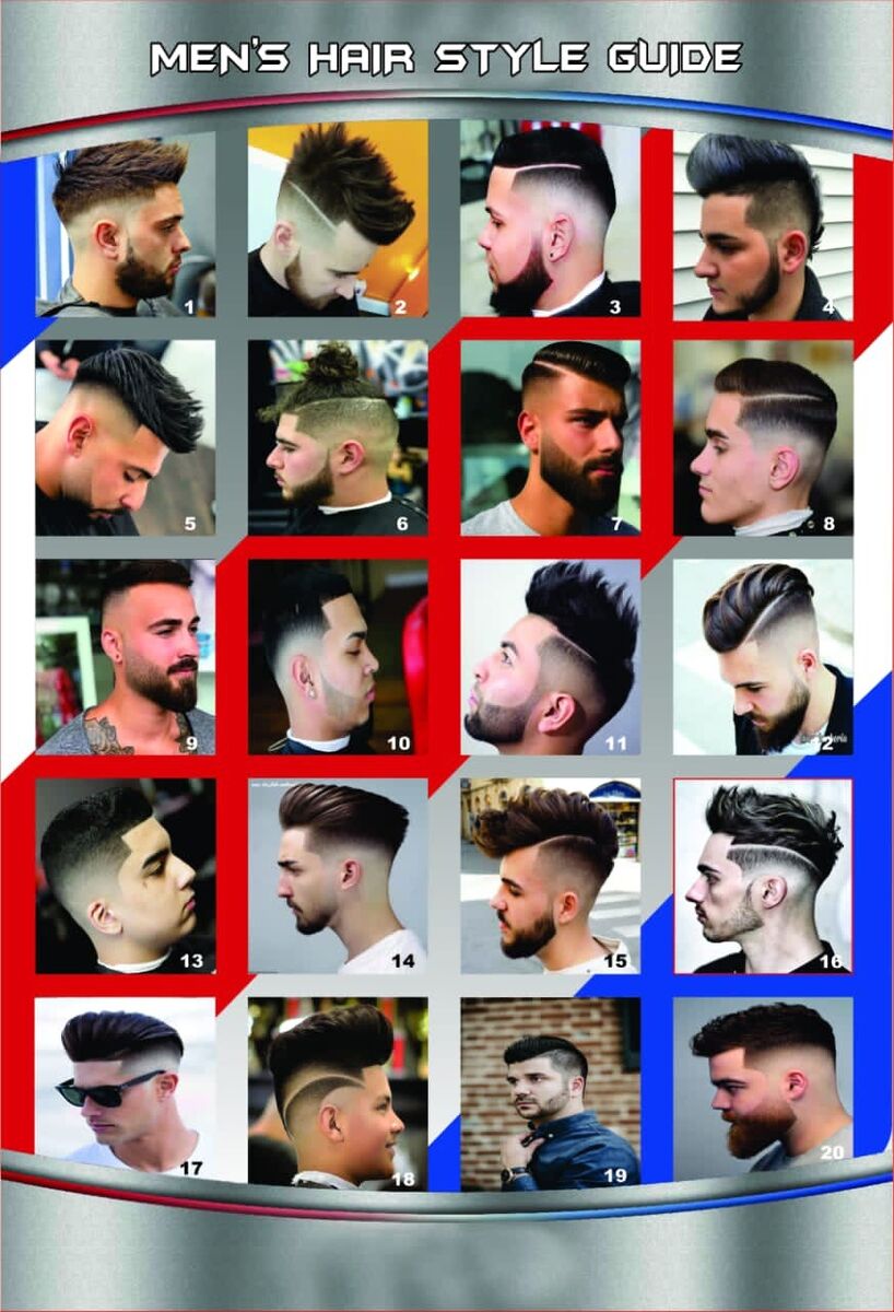 24 X 36 MODERN BARBER SHOP SALON HAIR CUT FOR MEN CHART POSTER #1