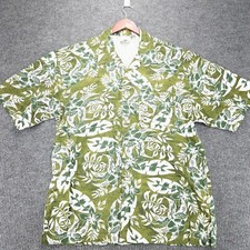 No Fear Vintage 90s Hawaiian Shirt Men's XL Aloha Camp Green Floral USA Skater