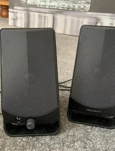MAJORITY Compact Computer Speakers, 10 Watt Active Stereo Sound, DX10