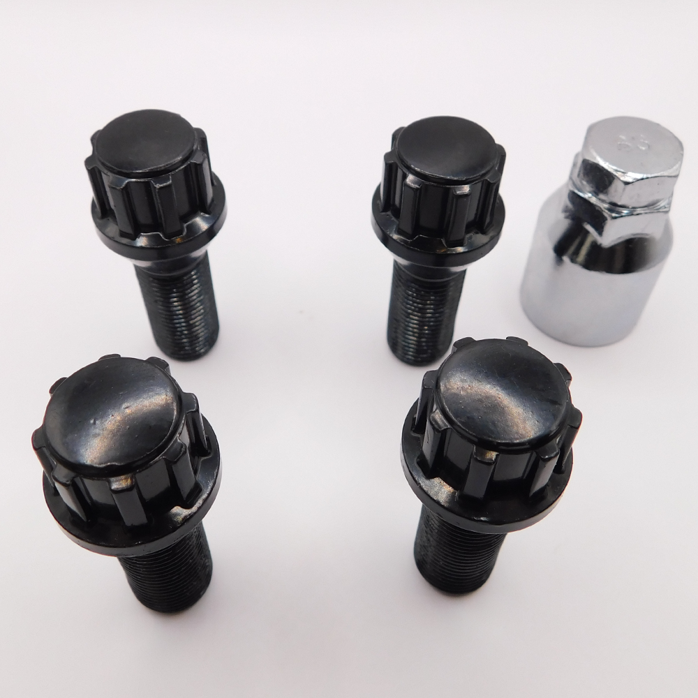 Locking Wheel Bolts M12x1.5 26mm (Bimecc) Black For BMW E30 E36 E46 E90