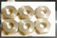 6 Ultra Thin Brass Slot Car Axle Nuts Revell 7/32 5.5mm 1/8 5:40 NOS 1.70mm