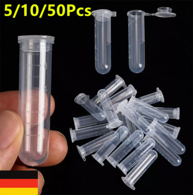 5-50x 5ml Lagerdeckel Lab Scale Zentrifugenrohr Kleine Fläschchen Runde Flasche