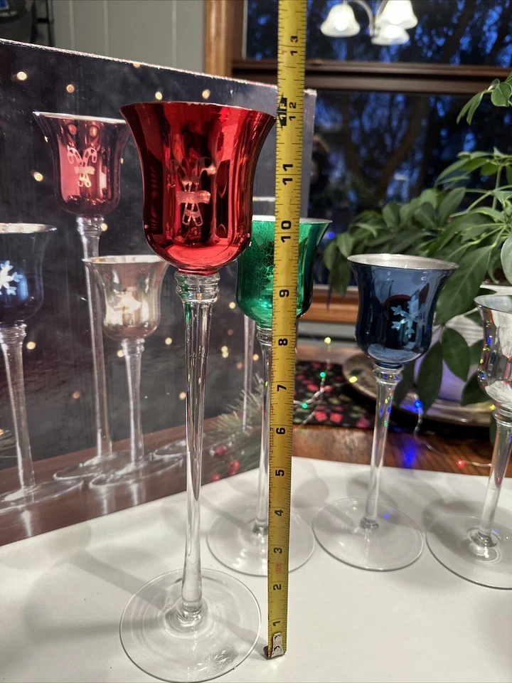 Candelabros votivos vintage de vidrio de mercurio luz de té Navidad ¡Precioso! *Leer Foto 4 de 4