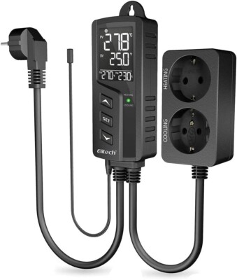 Elitech Digitaler Temperaturregler, Doppelrelais 220V, mit Sensor, Wifi Version