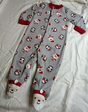child of mine Carter's Christmas Santa penguins footed pajamas sz 6-9 months