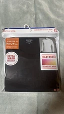 Size XL UNIQLO Men Heattech Cotton Black Extra Warm Long Sleeve BASE LAYER NWT