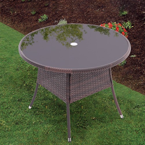 Large Rattan Garden Coffee Dining Table Outdoor Patio Furniture w
