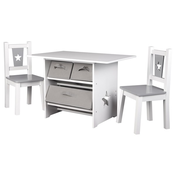 Kindersitzgruppe KindermöBel Aus Mdf Kindertisch+ KinderstüHle Set Grau-image