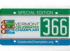 VERMONT license plate "366" ***MINT***RARE***SPECIAL EDITION CHAMPLAIN***