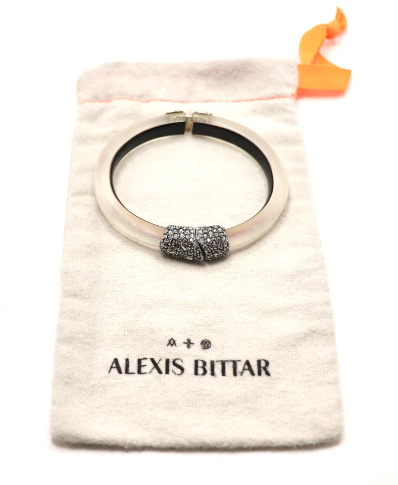 PULSERA BRAZALETE CON BISAGRAS INCRUSTADAS CRISTAL LUCITA AMARILLO ALEXIS BITTAR