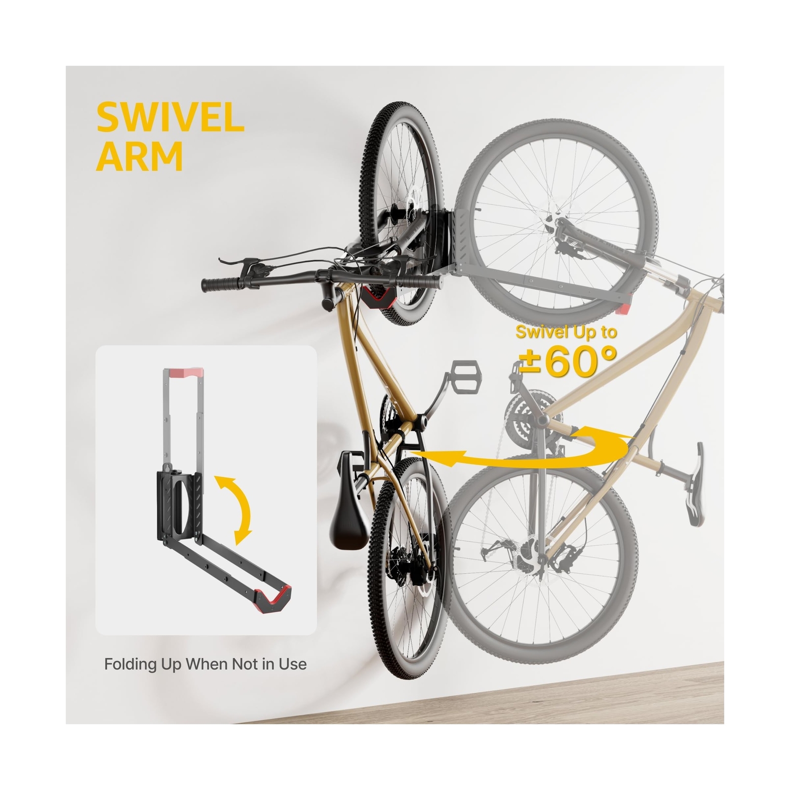 monTEK Swivel Bike Wall Mount, No Heavy Lifting Required Bike Wall ... Fast Ship