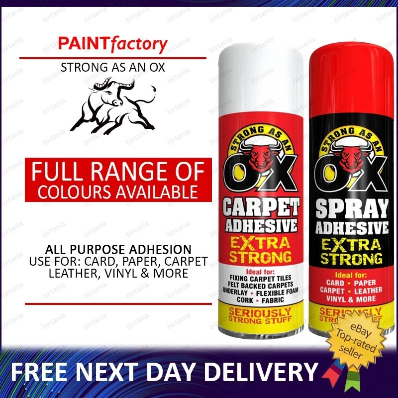 RAPIDE, PAINT FACTORY, 151 Strong as an Ox Spray Adhesive Spray Vinyl Carpet Leather Upholstery 500ml/300ml