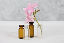 Miniature Amber Clear Glass Bottles - Decorative Display 4 Pieces