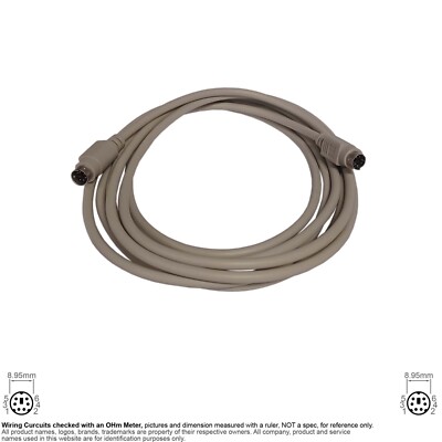 Cable PS2 Keyboard Mouse KVM Data Switch Mini DIN 6-Pin Male Male 10FT #220892A