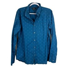 Banana Republic Men's Standard Fit Blue Pattern Button Down Shirt M