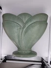 MCM Royal HAEGER - art deco TULIP gladiola GLADIOLUS FAN VASE GREEN Flower-Ware