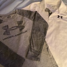 Under Armour 3 Items Youth Med. 2 Shirts, Gray, White, 1 Jacket