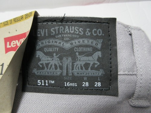 LEVIS 511 Slim Boys 16 Reg Men's 28 X 28* Light Gray Cotton Blend Denim Jeans - Picture 6 of 8