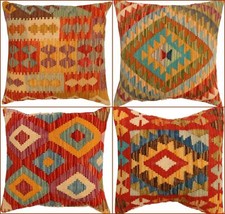 Kilim cushion covers Luxury Wool Decorative Turkish Moroccan, Vinatge Looking