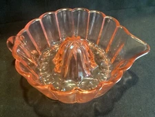 Vintage Fry Pink Ruffled Panel Depression Glass Reamer Juicer