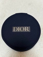 Christian Dior Vanity Pouch Makeup Case with inner mirror Black circular 15 7cm