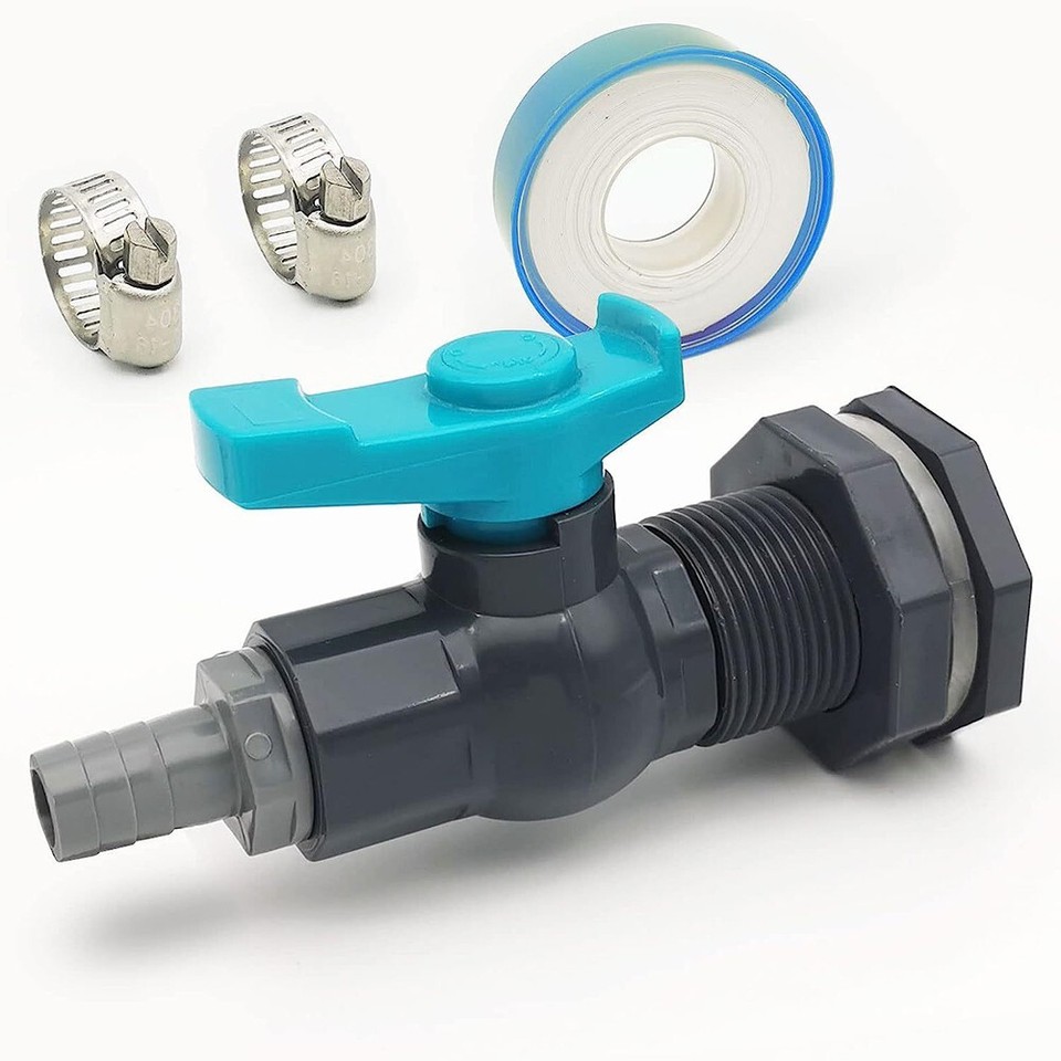 Garden Hose Barb Adapter PVC Faucet Kit with Bulkhead Fitting and Ball