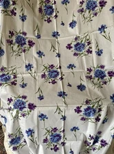 Vintage Carnation Floral Cotton Chintz~ Blue Lavender Purple White