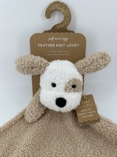 Levi Emmie Lovey PUPPY Dog Feather Knit Lovey Security Blanket Plush Tan