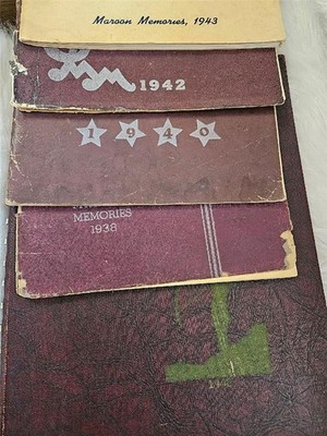 LOT OF 5 1938/40/42/43/48 MAROON MEMORIES OSKALOOSA IOWA HIGH SCHOOL YEARBOOKS