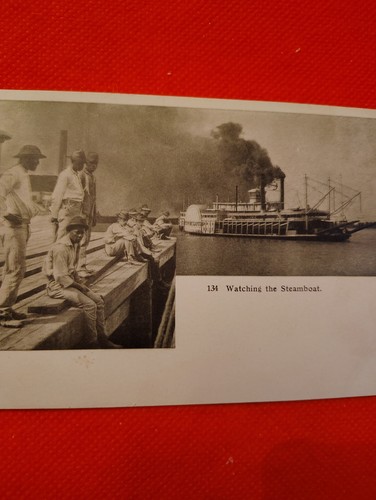 Watching The Steamboat Undivided Back Vintage RPPC Postcard  Black Workers