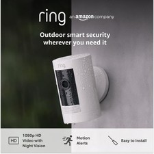 Ring Stick Up Cam | Battery | HD Outdoor Wireless Camera System | White RRP £80