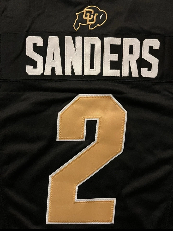 Shedeur Sanders Colorado Buffaloes Black Jersey 2024 FUSE Stitched 2 NWT - Image 4 of 4