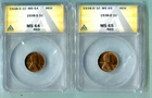 1938-D Lincoln Wheat MS65 RED & 1938-S MS64 RED....... (Lot of 2)