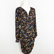 ASTR the Label Floral Ruched Mini Dress M | Black