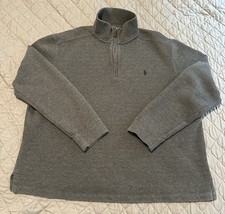 Polo Ralph Lauren Men's XL 1/4 Zip Pullover Sweater Gray Green Pony, 100 Cotton