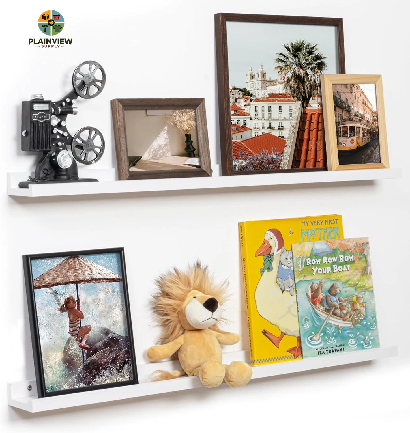 Picture Ledge Shelf, 36 Inch Floating Shelves Set of 2, Nursery Book Shelves for