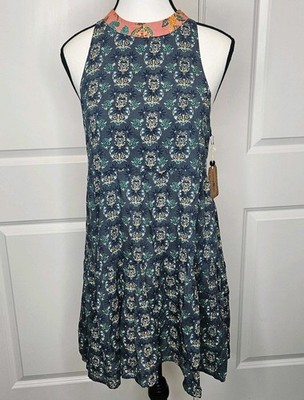 NWT Natural Life Halter Dress Size Medium A-line Mini Boho Coastal Floral