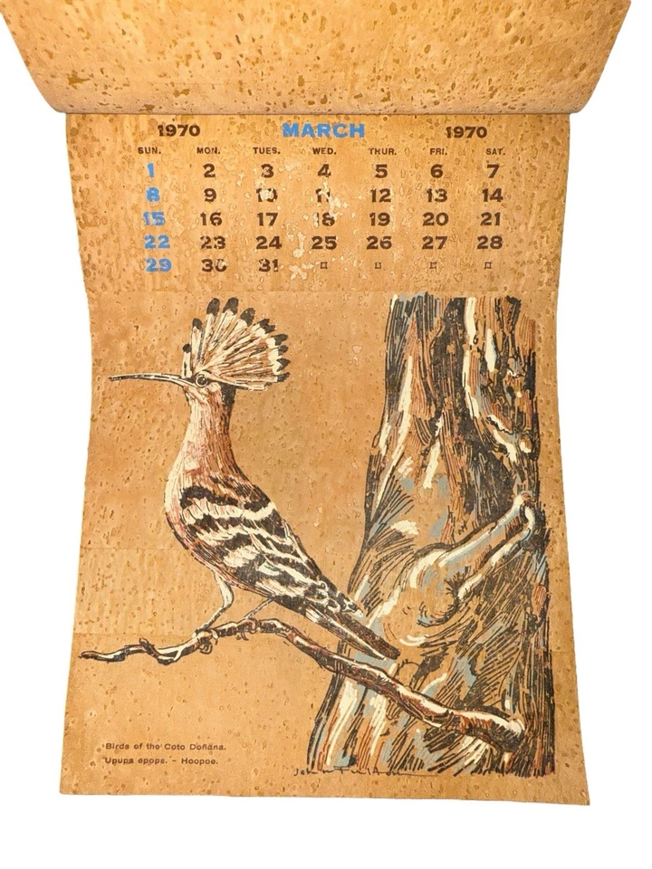 Calendario Corcho Vintage 1970 Aves de Coto Doñana España Impresiones Ornitológicas Foto 2 de 4