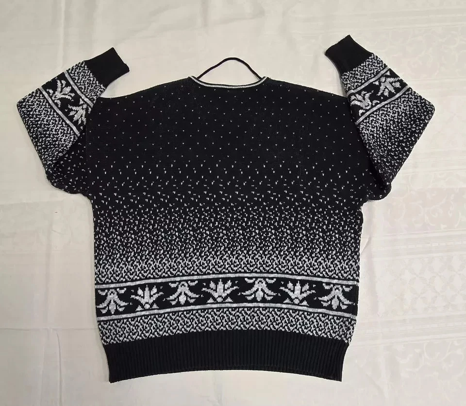 Yessica Damenpullover, Gr. 44, Strickmuster, Schwarz-Weiß - Bild 3 von 4