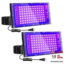 2 Pack 100W UV Black Light, IP65 Waterproof, Glow Party Light, Stage 100W 2