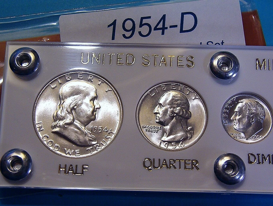 1954-D Juego Plata Como Nuevo EE. UU. MONEDAS ELECCIÓN BRILLANTE PARA GEMA BRILLANTE SIN CIRCULAR Foto 4 de 4