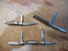 3 VINTAGE POCKET KNIFE KEEN KUTTER ANTIQUE OLD BONE CONGRESS